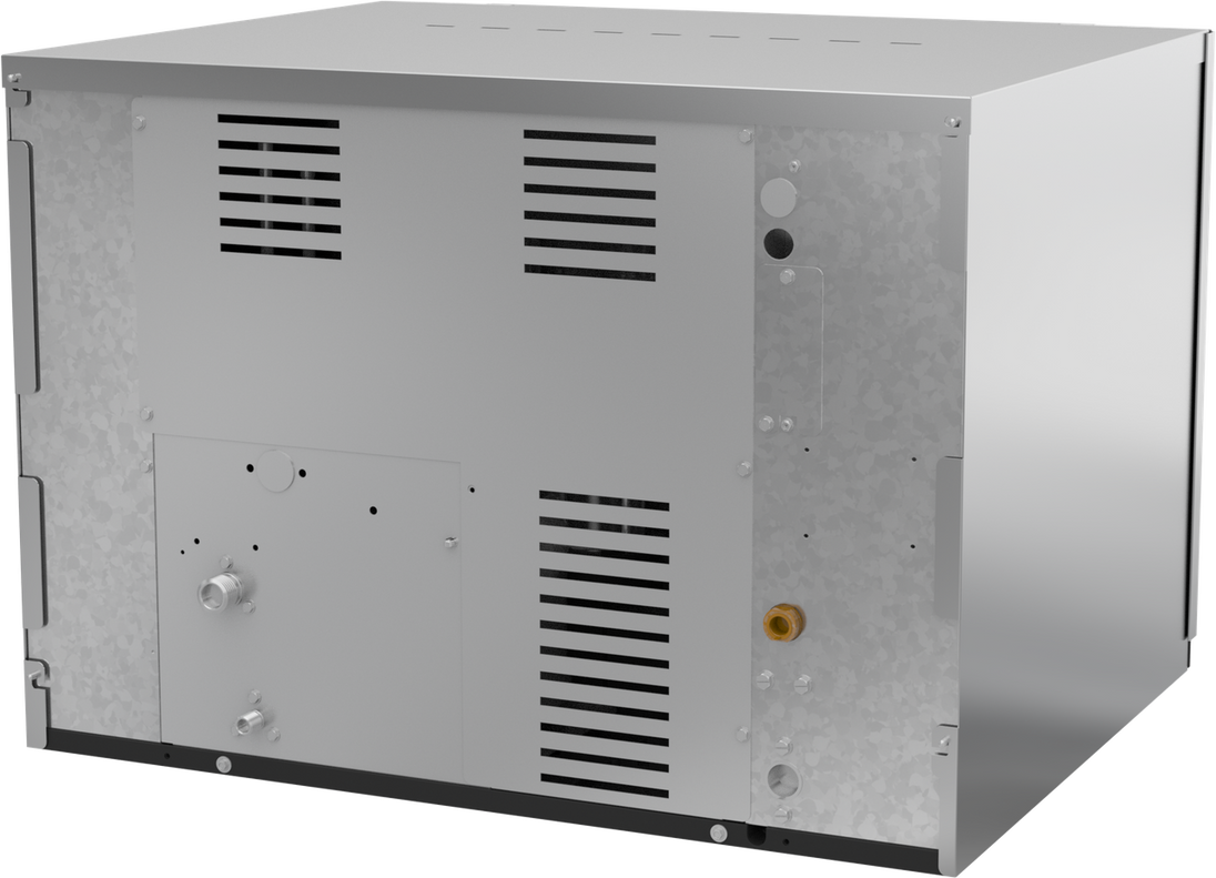 Ice-O-Matic CIM0636FR49 modular ice machine head, Elevation Series full cube, rear left angle view