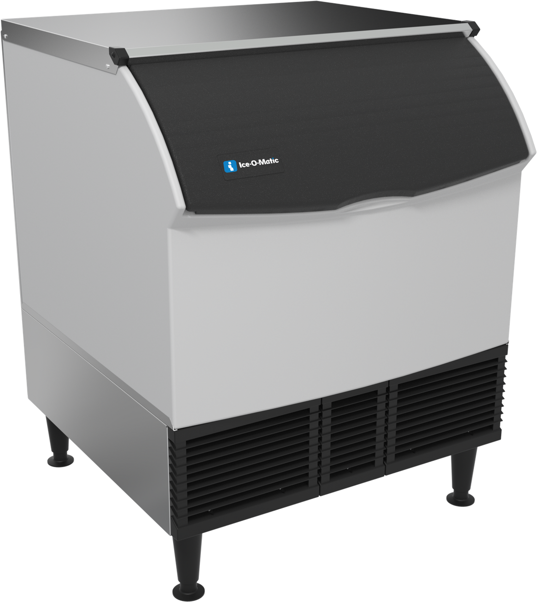 Ice-O-Matic CIMU300HA90 self-contained undercounter ice machine, half cube, angled view