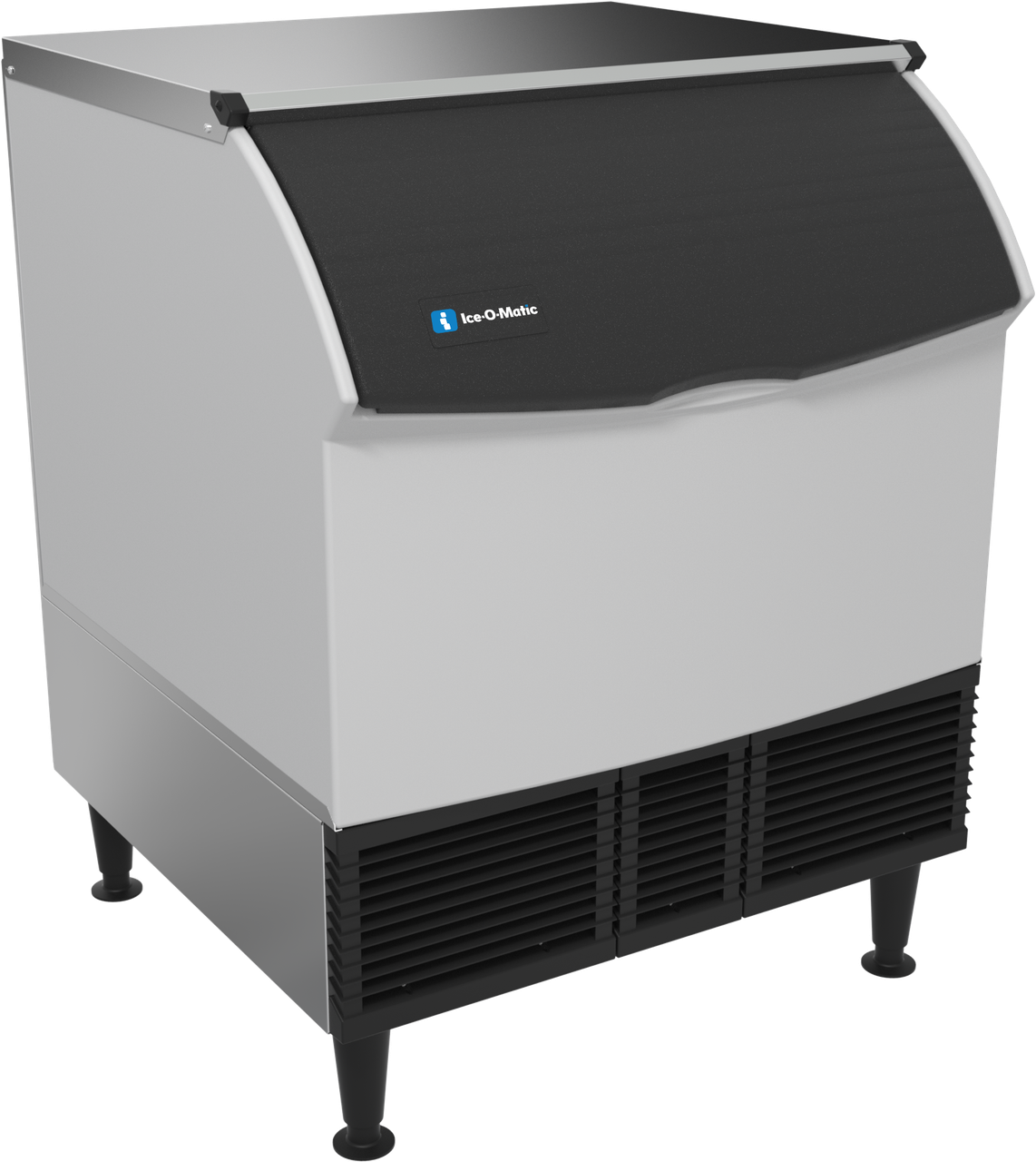 Ice-O-Matic CIMU300FA90 self-contained undercounter ice machine, full cube, angled view
