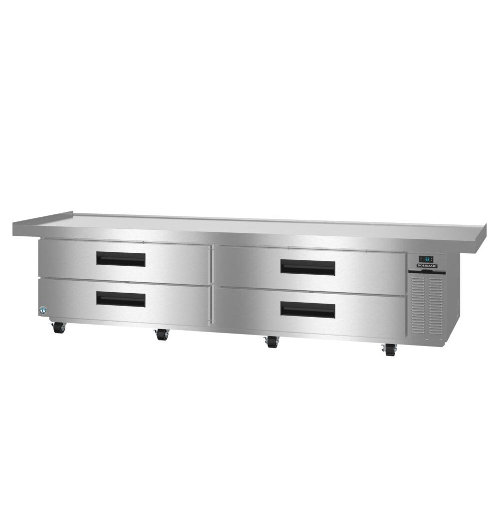 Hoshizaki CR110B Steelheart Series refrigerated chef base with four stainless drawers