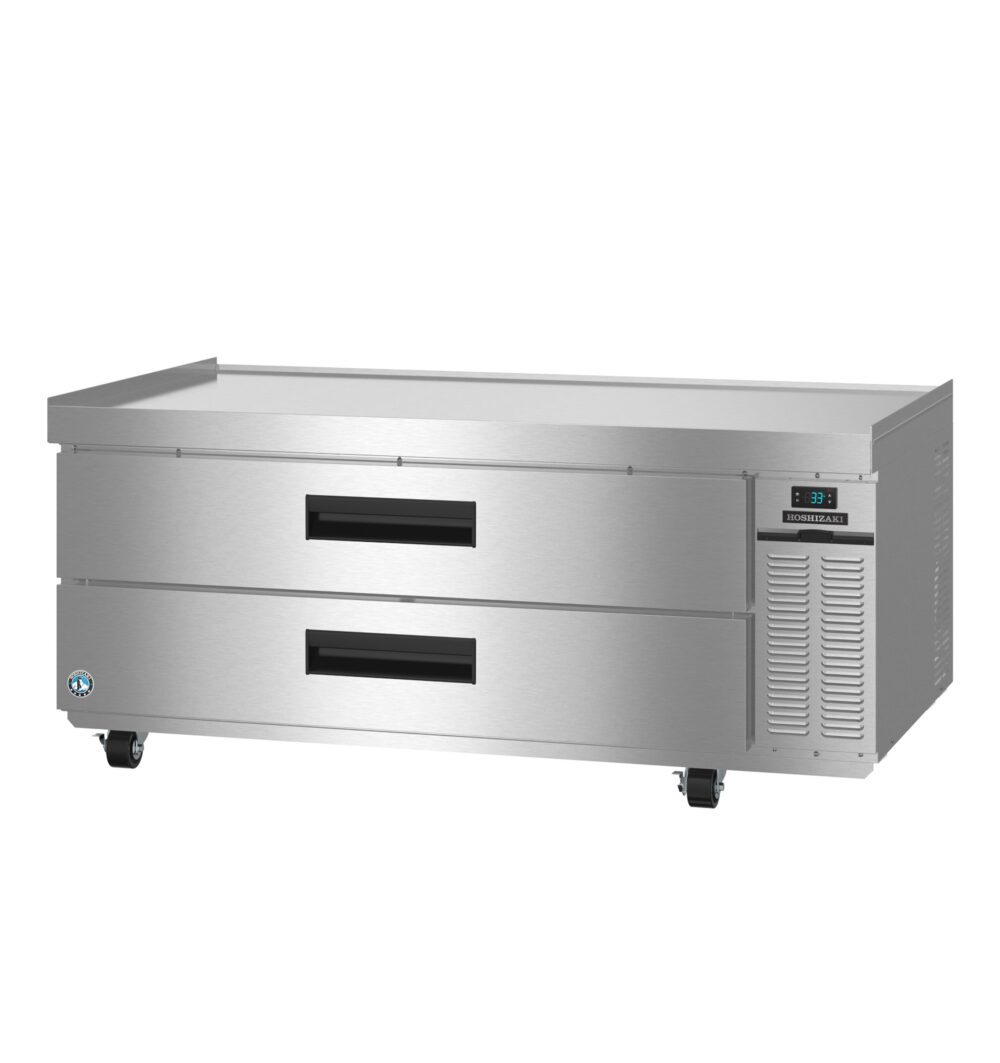 Hoshizaki CR60B Steelheart Series refrigerated chef base with two stainless drawers