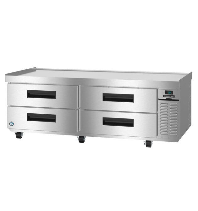 Hoshizaki CR72B Steelheart Series two section refrigerated chef base with four stainless drawers