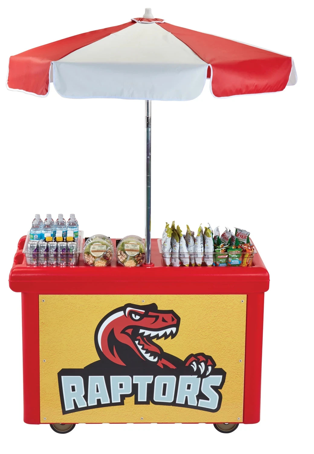Cambro CVC55158 Camcruiser vending cart with umbrella Hot Red