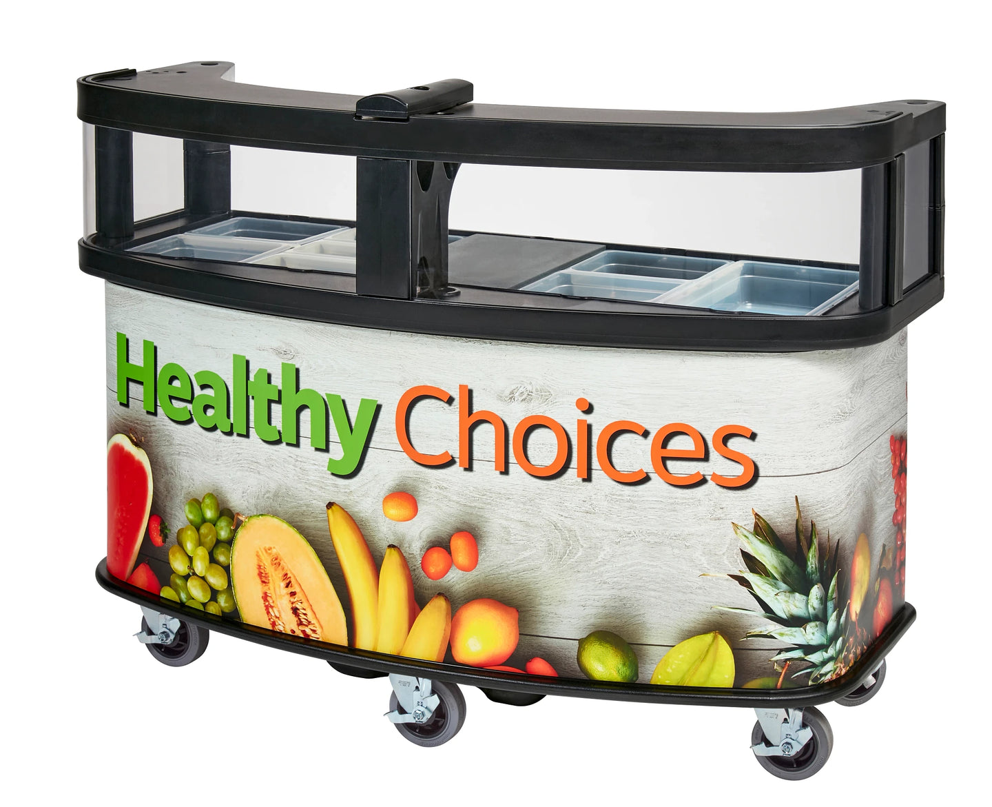 Cambro CVC75W14 vending cart base with safety barrier Healthy Choices