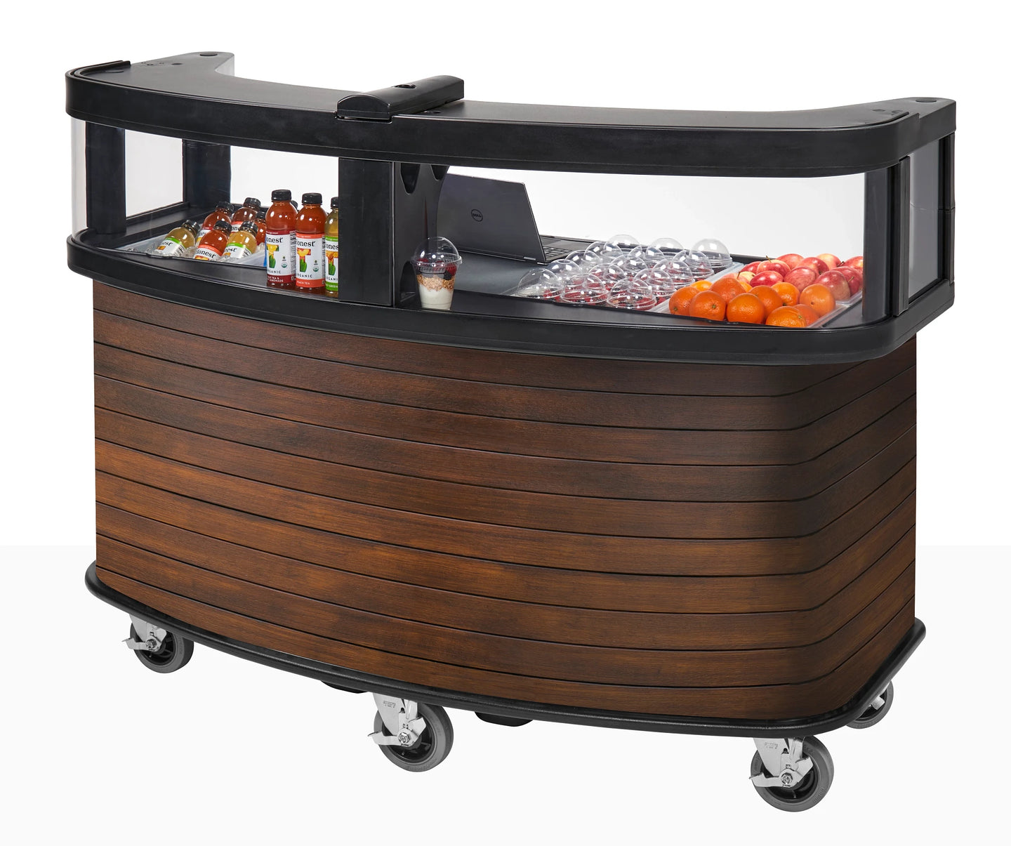 Cambro CVC75W16 vending cart base with safety barrier Dark Oak