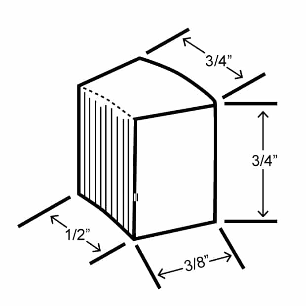 Cubelet nugget ice piece dimensions produced by the Hoshizaki FS-1001MLJ-C