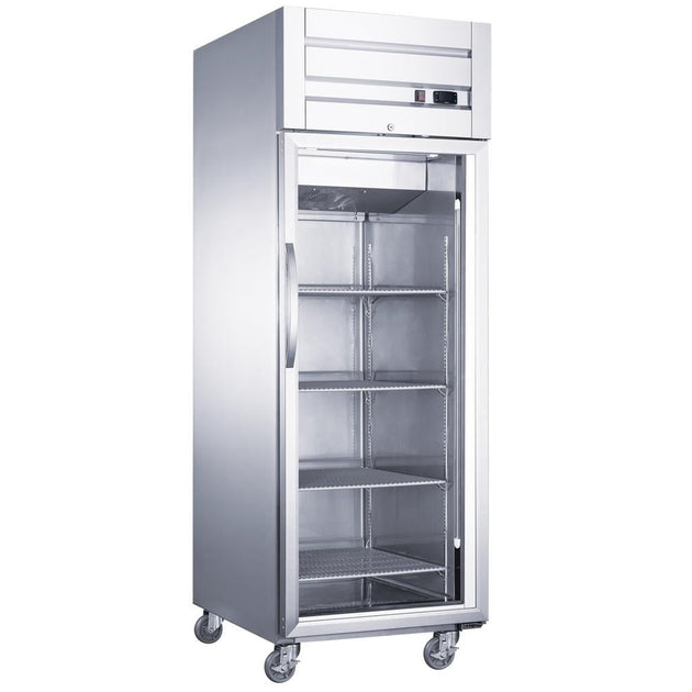 Dukers D28AR-GS1 single glass door top mount reach-in refrigerator, stainless steel