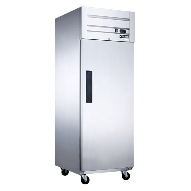 Dukers D28AR single solid door top mount reach-in refrigerator, stainless steel