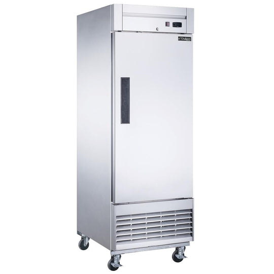 Dukers D28F single solid door bottom mount reach-in freezer, stainless steel