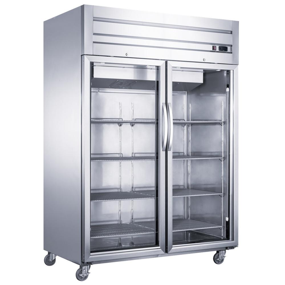 Dukers D55AR-GS2 two glass door top mount reach-in refrigerator, stainless steel