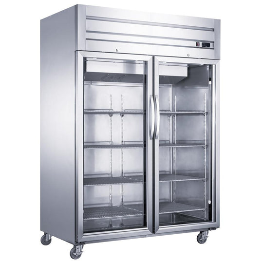 Dukers D55AR-GS2 two glass door top mount reach-in refrigerator, stainless steel