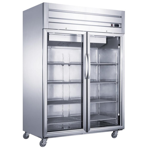 Dukers D55AR-GS2 two glass door top mount reach-in refrigerator, stainless steel