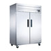 Dukers D55AF two solid door top mount reach-in freezer, stainless steel