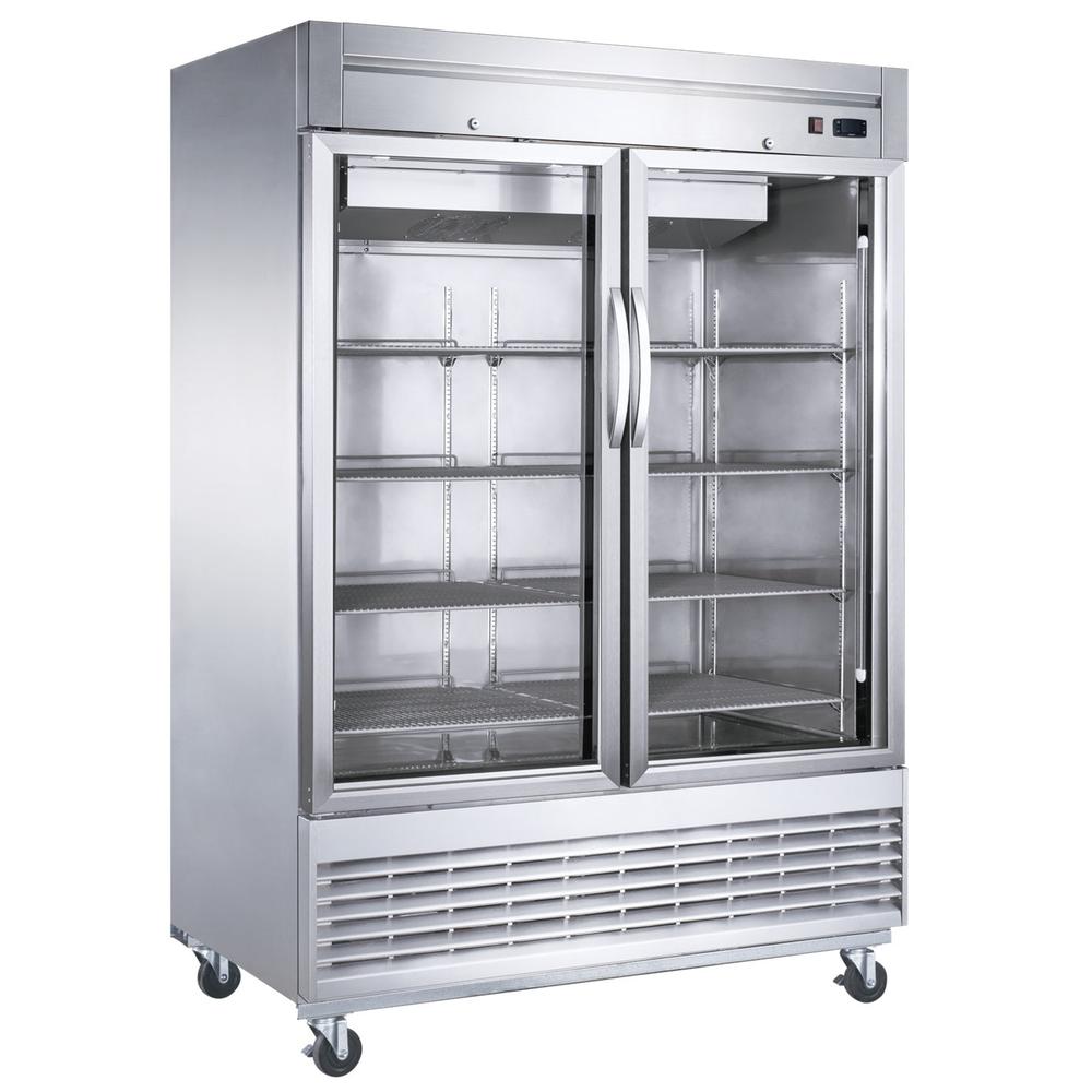 Dukers D55F-GS2 two glass door bottom mount reach-in freezer, stainless steel