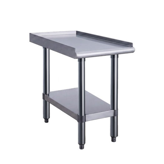 Dukers DCES-3012 12 inch stainless steel equipment stand with undershelf and adjustable bullet feet