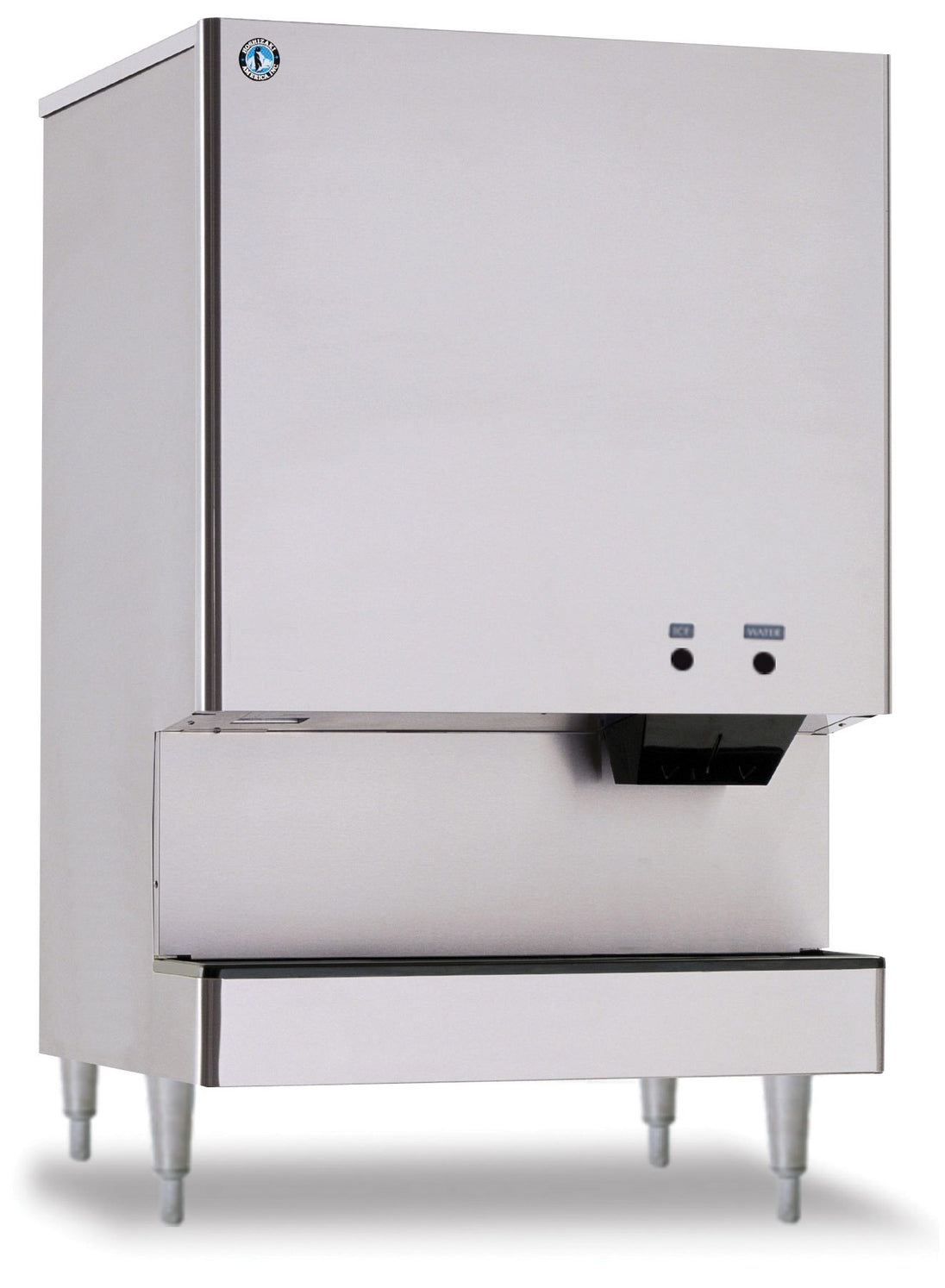 Hoshizaki DCM-751BWH cubelet ice and water dispenser shown on legs