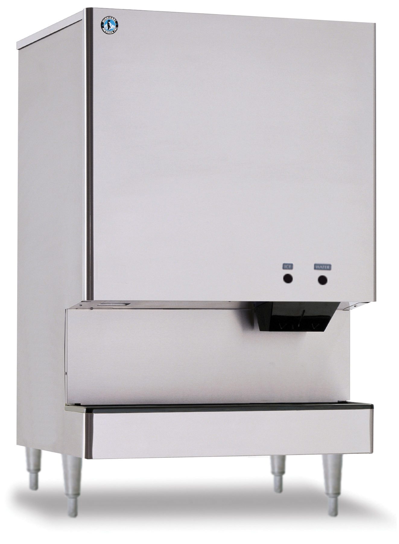 Hoshizaki DCM-751BWH cubelet ice and water dispenser shown on legs
