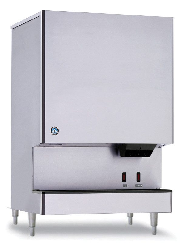 Hoshizaki DCM-751BWH-OS ice maker dispenser shown on legs