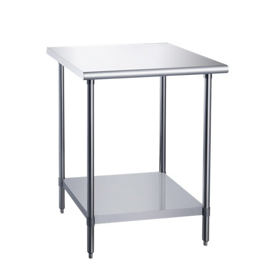 Dukers DCSTW-3024 24 inch stainless steel work table with undershelf and adjustable bullet feet