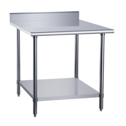 Dukers DCSTW-3036B 36 inch stainless steel work table with rear backsplash and undershelf