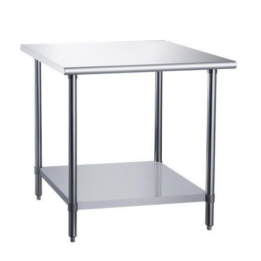 Dukers DCSTW-3036 36 inch stainless steel work table with adjustable undershelf and bullet feet