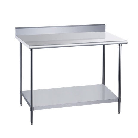 Dukers DCSTW-3048B 48 inch stainless steel work table with rear backsplash and undershelf