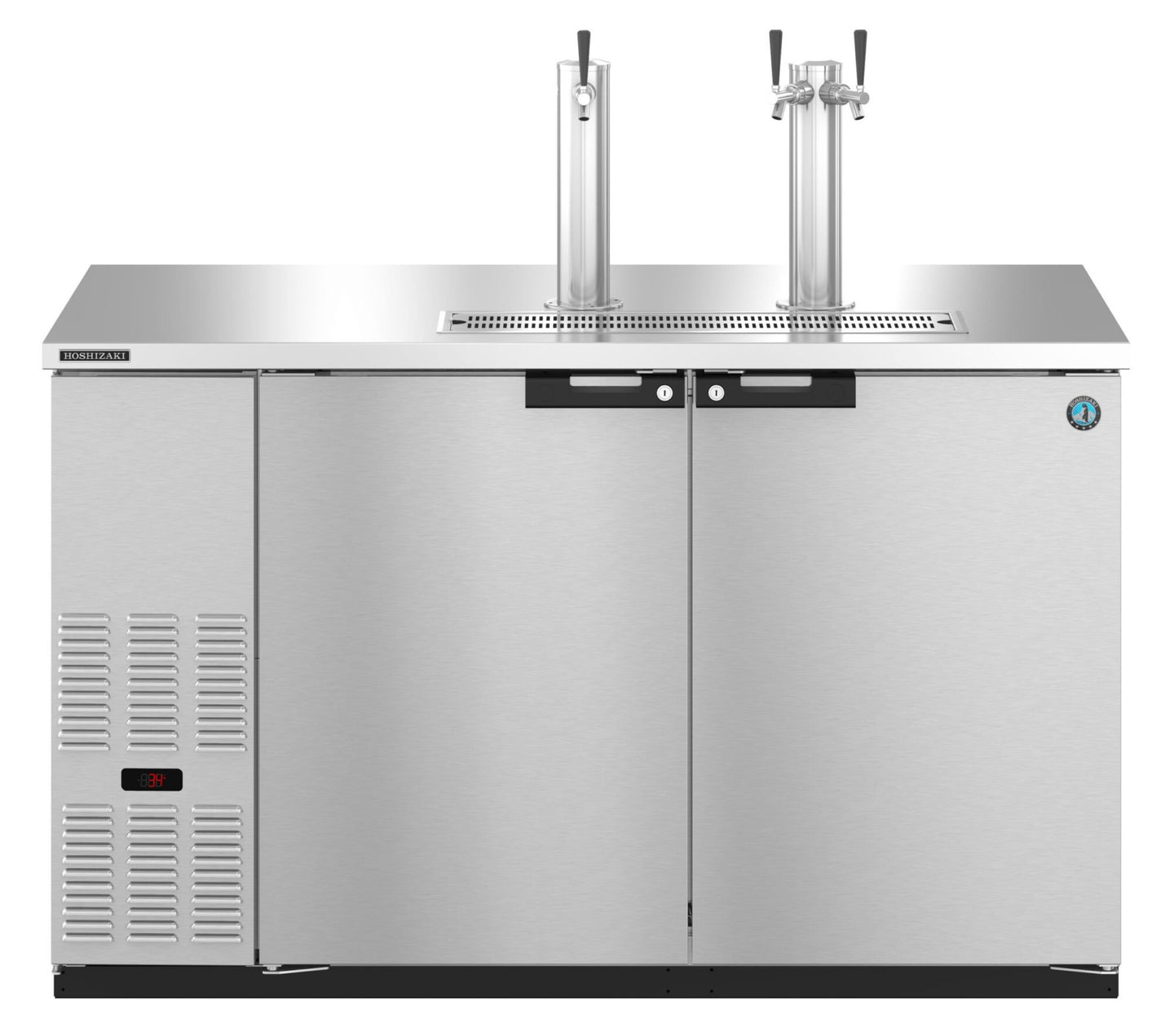 Hoshizaki DD59-S stainless steel direct draw beer cooler front view with solid doors