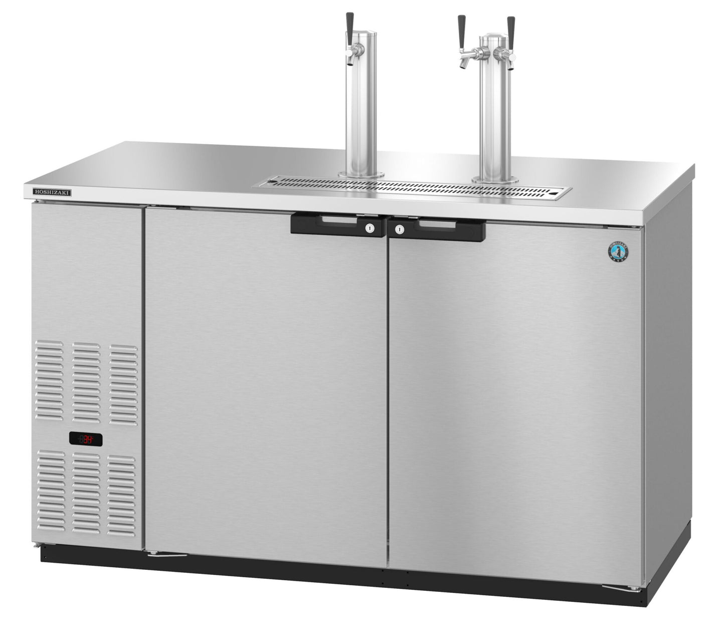 Hoshizaki DD59-S two section stainless steel back bar direct draw beer cooler with dual draft towers