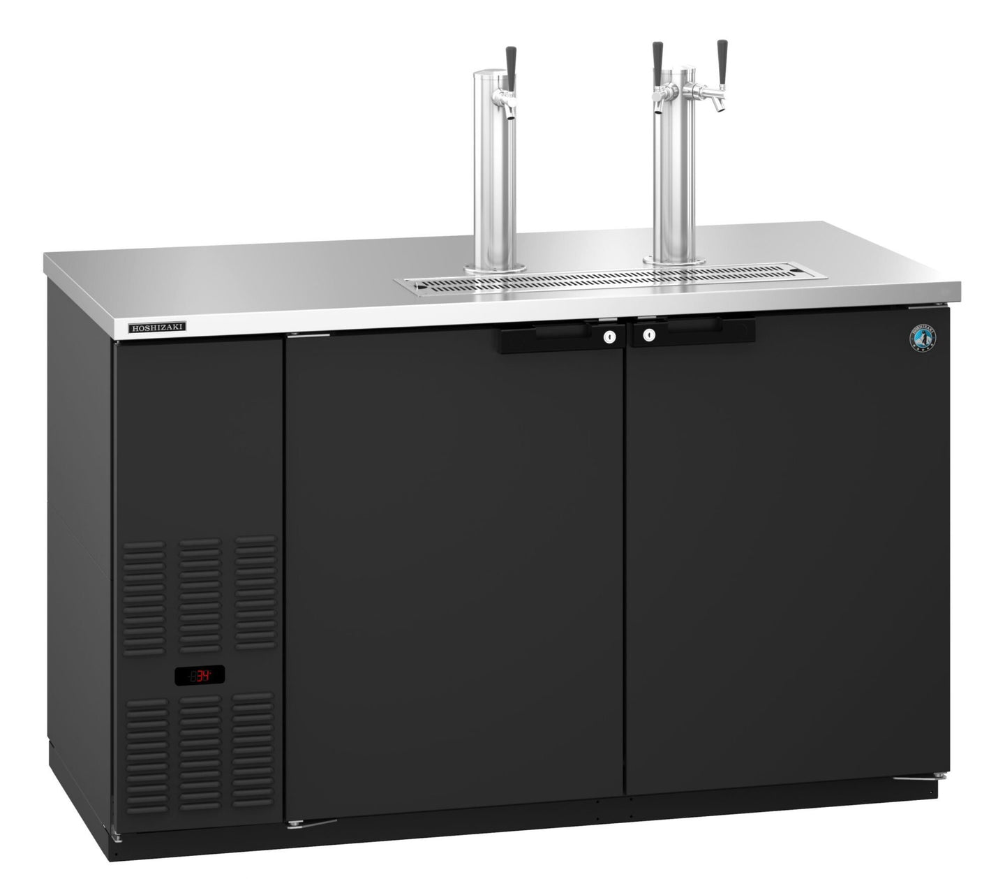 Hoshizaki DD59 direct draw beer cooler right side view showing side-mount refrigeration