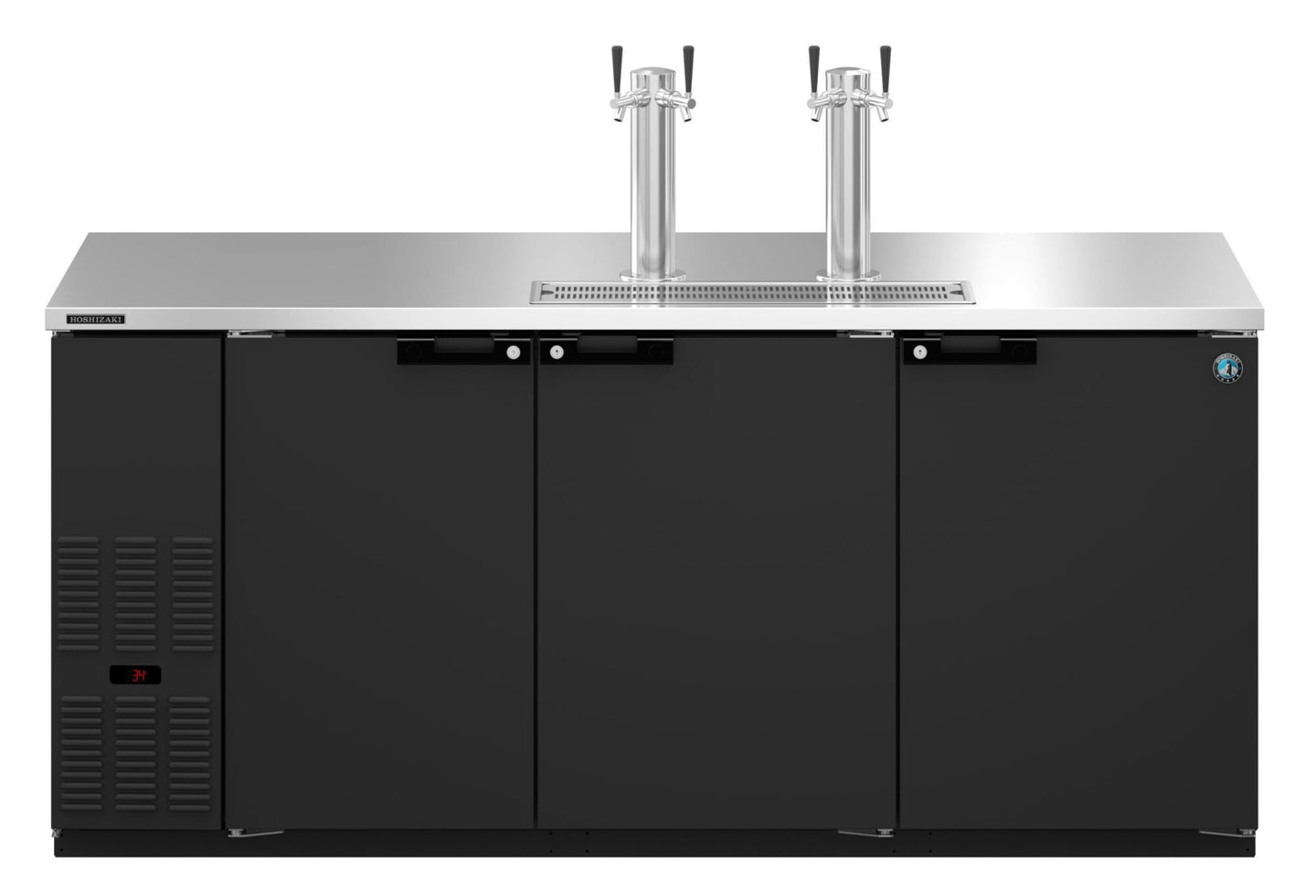 Hoshizaki DD80 three section direct draw beer cooler front view with solid doors
