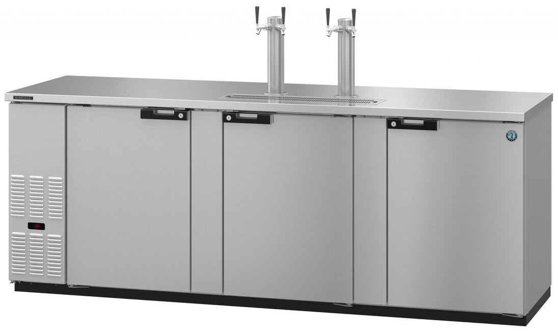 Hoshizaki DD95-S three section stainless steel back bar direct draw beer cooler with two draft towers