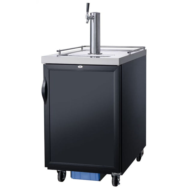 Dukers DKB23-M1 kegerator with door open showing keg compartment