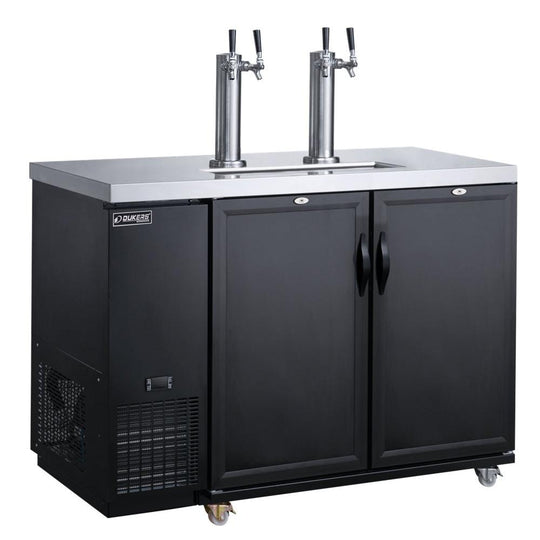 Dukers DKB48-M2 two door dual tap kegerator, stainless steel