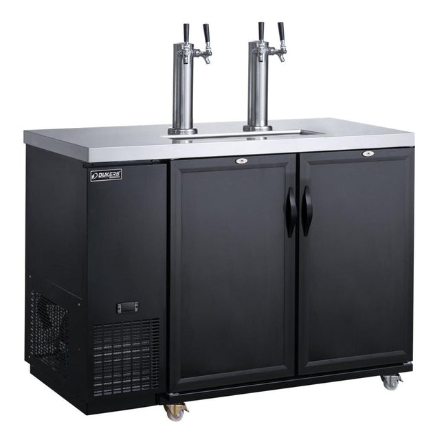 Dukers DKB48-M2 two door dual tap kegerator, stainless steel
