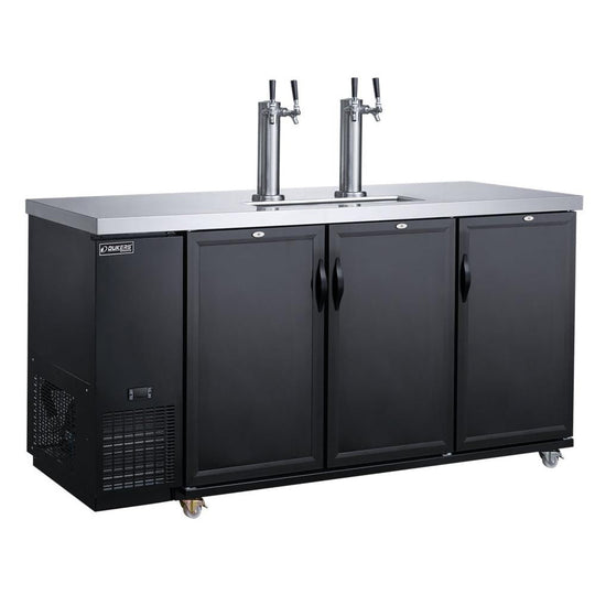 Dukers DKB72-M3 three door dual tap kegerator, stainless steel