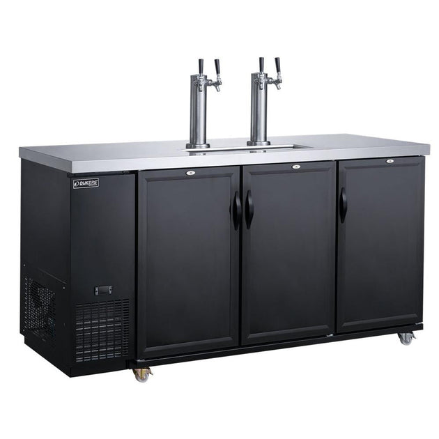 Dukers DKB72-M3 three door dual tap kegerator, stainless steel