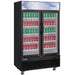 Dukers DSM-41R two hinged glass door merchandiser refrigerator, angled view
