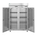 Hoshizaki DT2A-FS dual temp reach-in shown with doors open and shelving