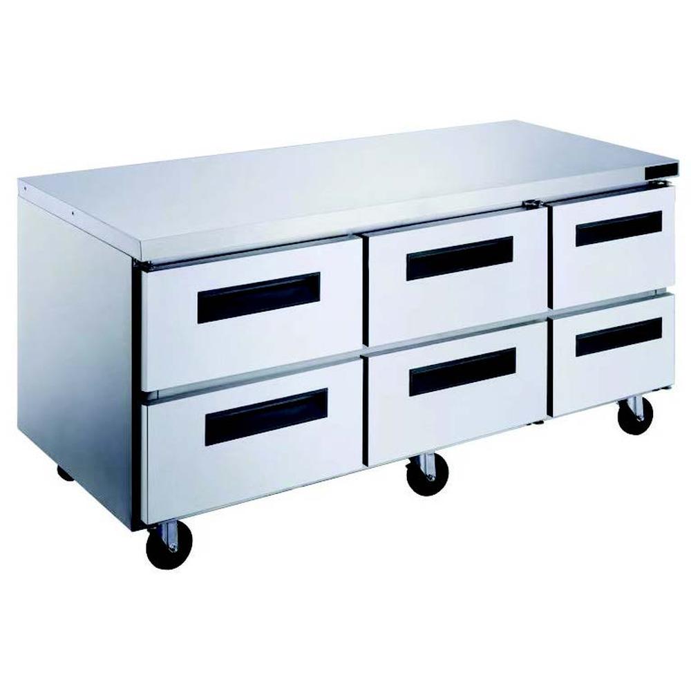 Dukers DUC72R-D6 six drawer undercounter refrigerator in stainless steel