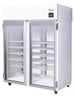 Migali Industries EVOX-2PT-LB-RC Clean Room Pass-thru Refrigerator - two glass doors with IntelVU touchscreen controller, front quarter view