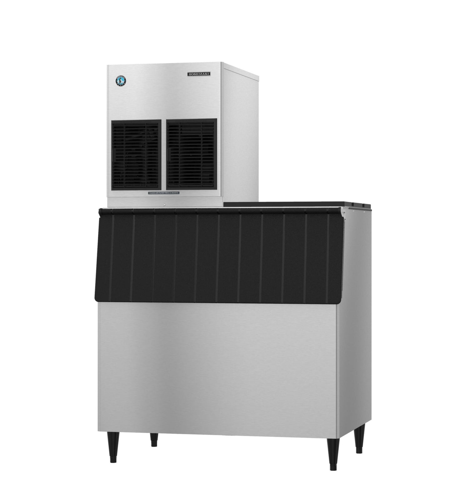 Hoshizaki F-1002MRJZ flake ice machine and B-700SF bin, left side view