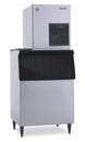 Hoshizaki F-801MAJ flake ice machine shown on a B-500 storage bin