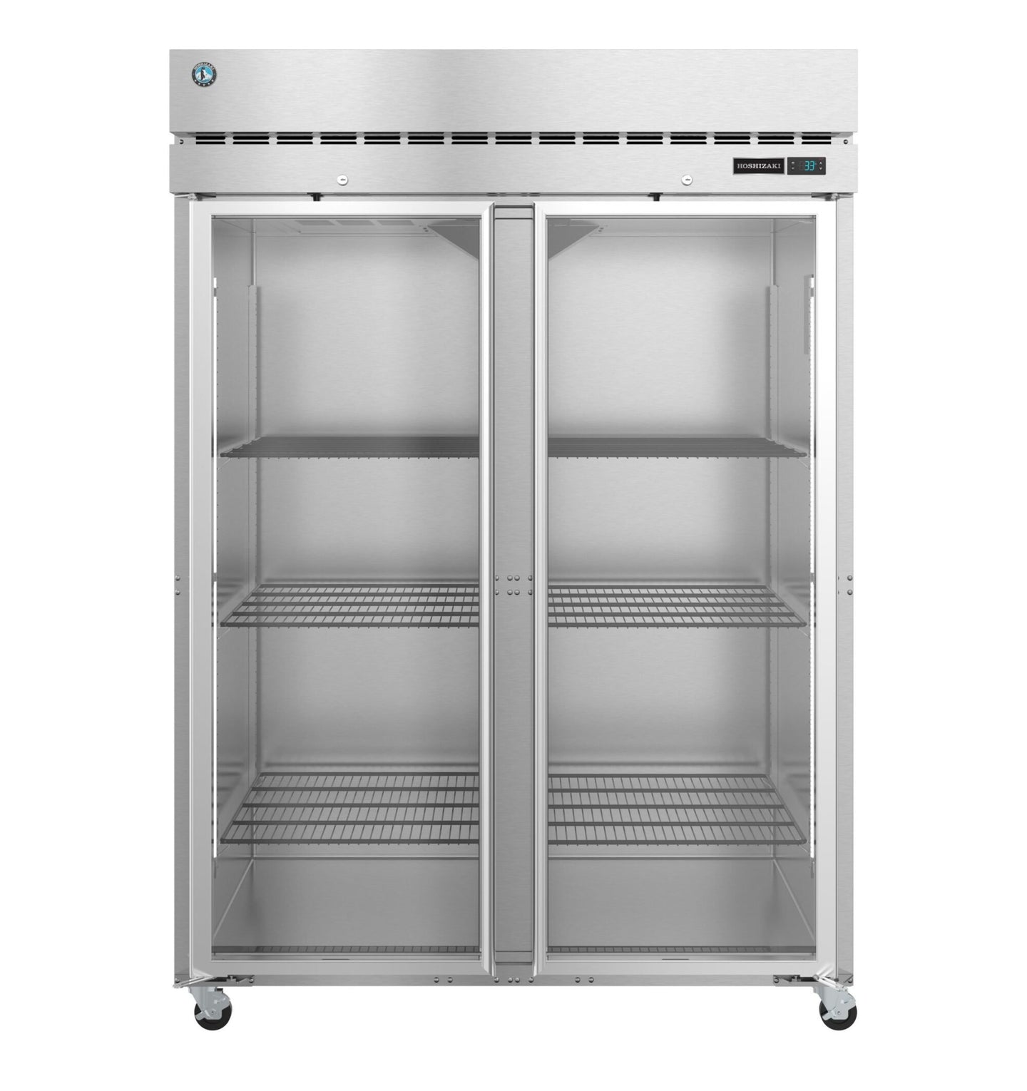 Hoshizaki F2A-FG Steelheart Series two section reach-in freezer with full glass doors