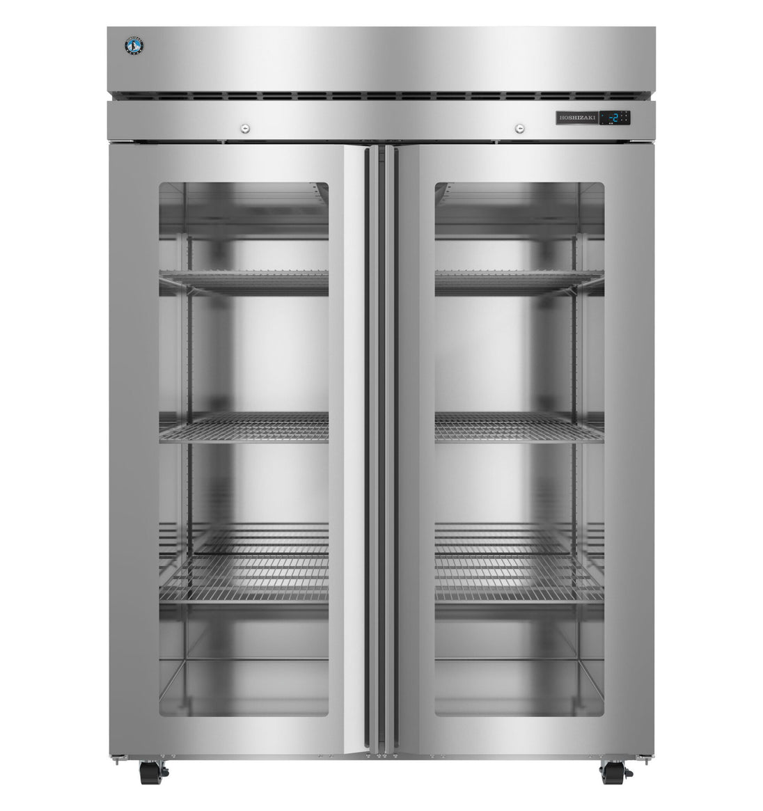Hoshizaki F2A-FGE Steelheart Series two section glass door reach-in freezer front view