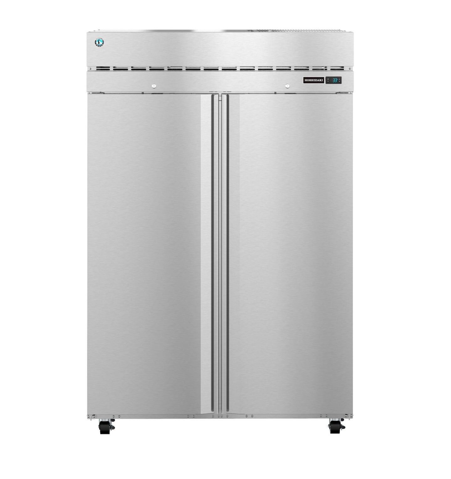 Hoshizaki F2A-FSN Steelheart Series two section reach-in freezer with stainless steel doors front view