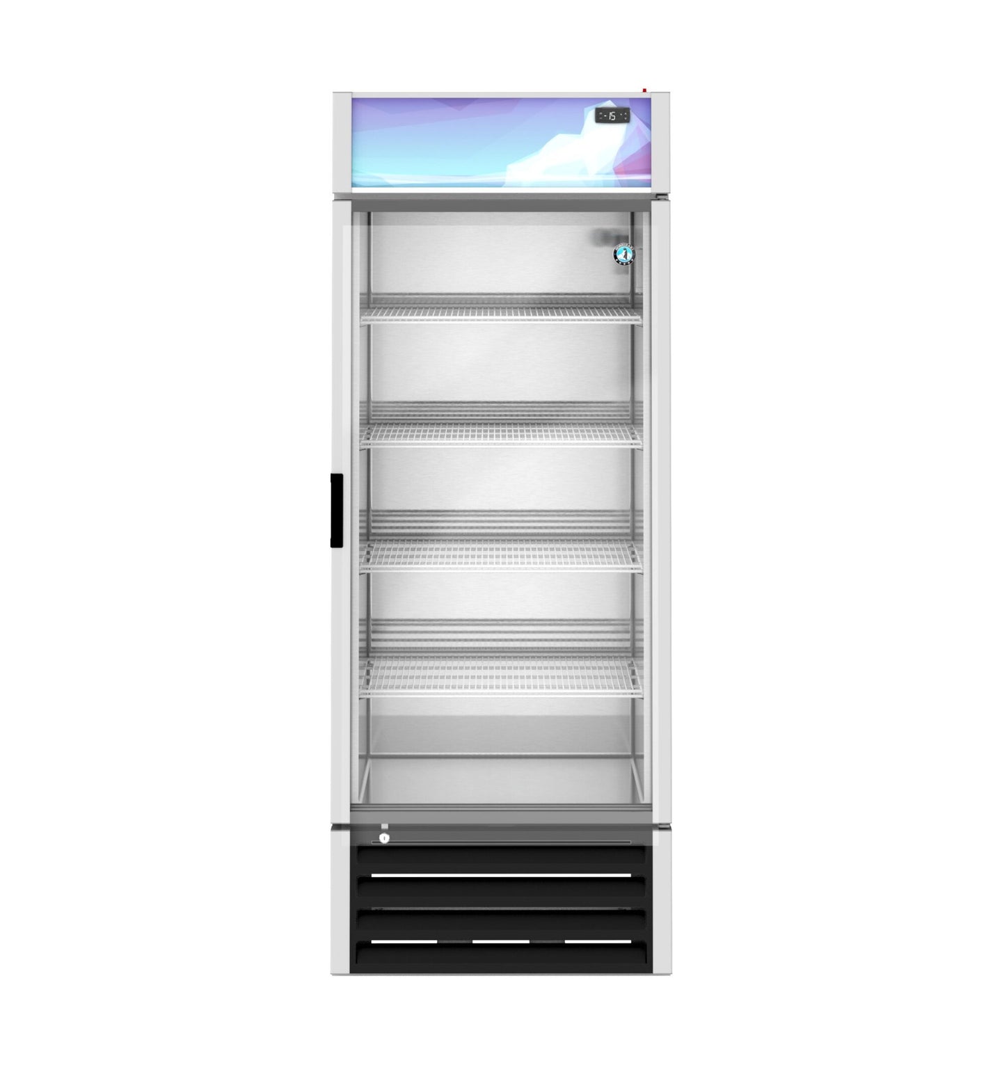 Hoshizaki FM-23-HC 30 inch single section glass door freezer merchandiser front view