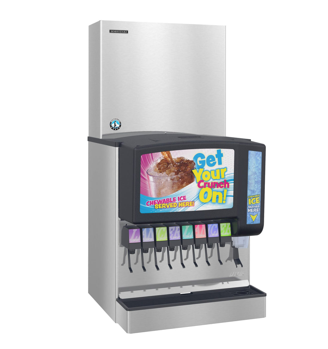 Hoshizaki FS-1001MLJ-C cubelet ice machine on a Sensation 30 dispenser
