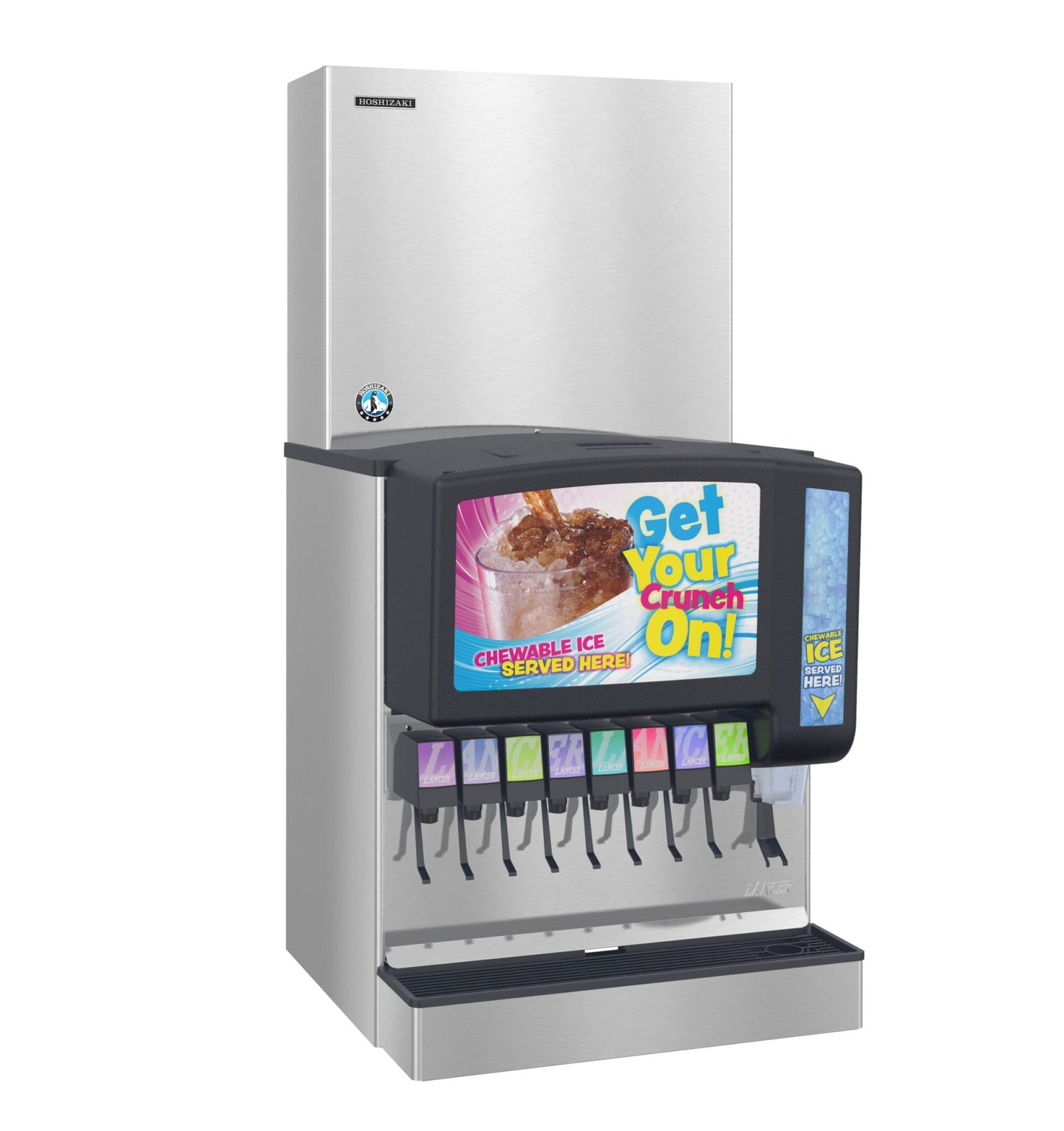 Hoshizaki FS-1001MLJ-C cubelet ice machine on a Sensation 30 dispenser