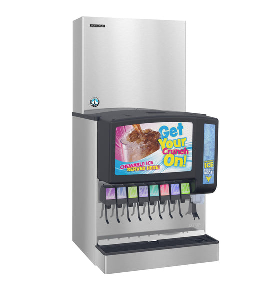 Hoshizaki FS-1001MLJ-C cubelet ice machine on a Sensation 30 dispenser