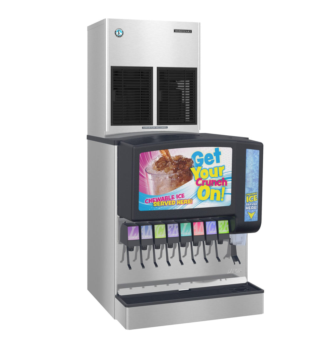 Hoshizaki FS-1022MLJ-C cubelet ice machine on a Sensation 30 dispenser